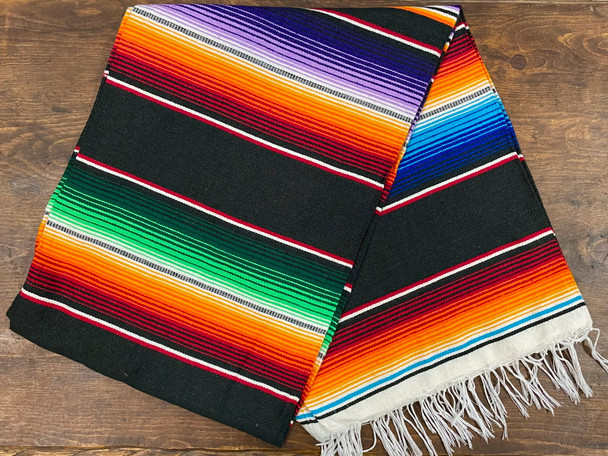 Classic Woven Mexican Serape -Black