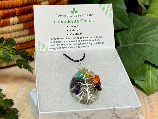 Labradorite Chakra Tree of Life Pendant