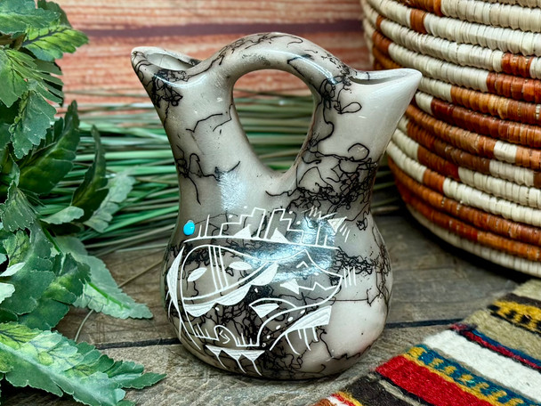 Navajo Horse Hair Pottery Wedding Vase
