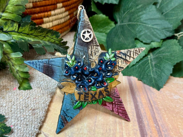 Texas Star Christmas Ornament -Blue Bonnets