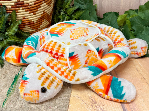 Southwestern Stuffed Turtle -White