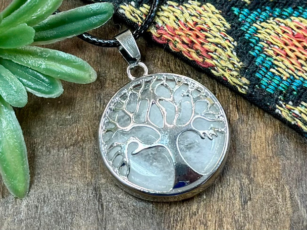 Quartz Crystal Tree of Life Pendant