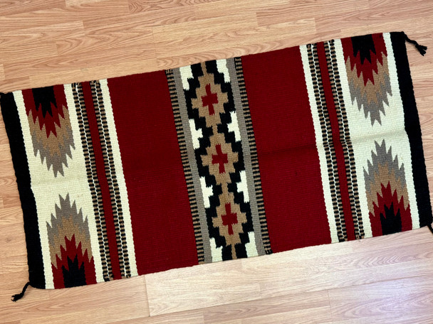 8 lb. Handwoven Wool Saddle Blanket -Red