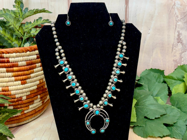 Native American Sterling Silver Squash Blossom Set