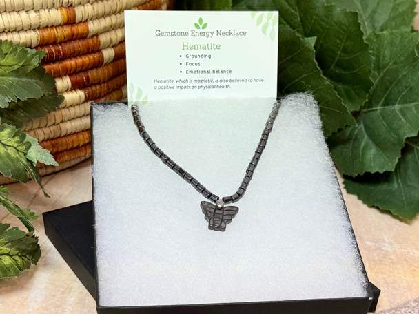 Hematite Necklace -Butterfly