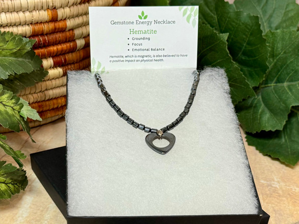Hematite Necklace -Heart