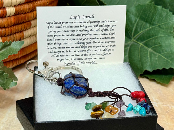 Chakra Pouch Keychain -Lapis Lazuli