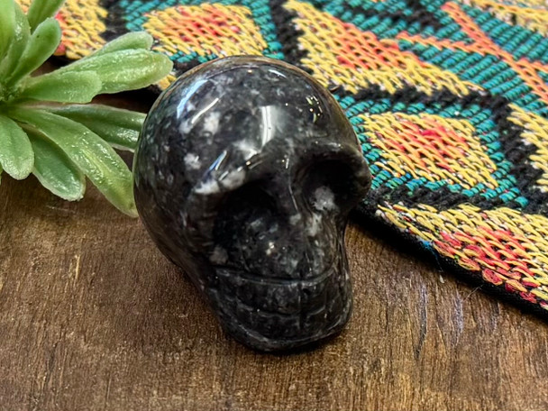Carved Larvikite Skull