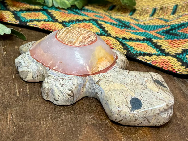 Fossil Limestone Turtle Figure