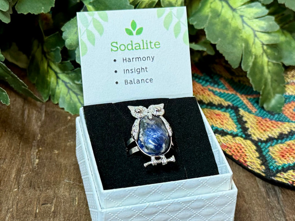 Owl Gemstone Ring -Sodalite