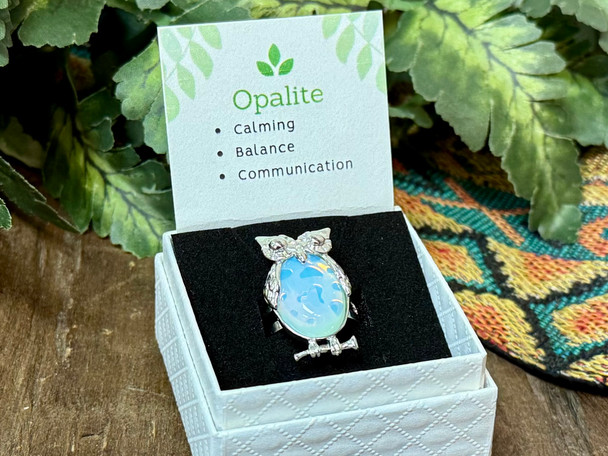 Owl Gemstone Ring -Opalite