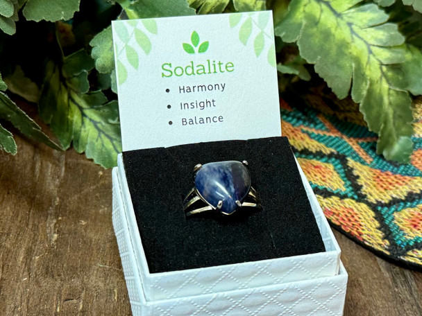 Heart Gemstone Ring -Sodalite