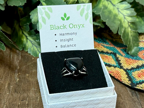 Heart Gemstone Ring -Black Onyx