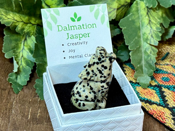 Dalmatian Jasper Crystal Wolf