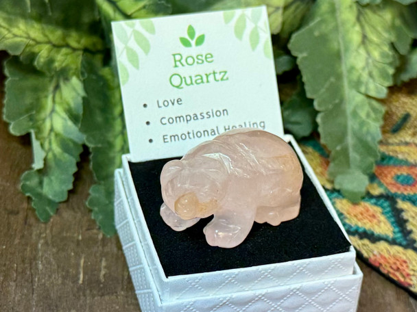 Rose Quartz Crystal Bear