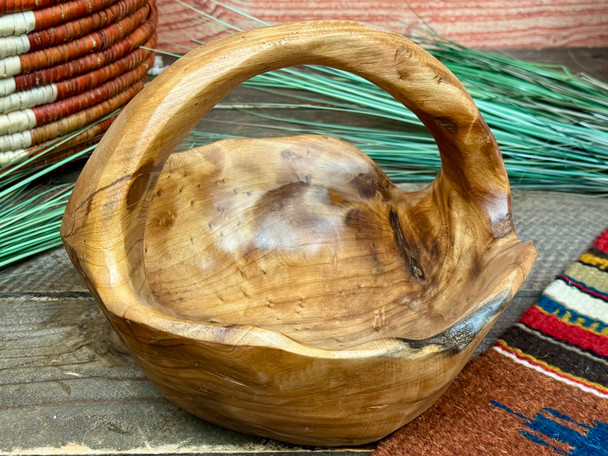 Rustic Hand Carved Tree Root Basket
