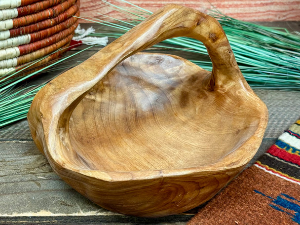 Rustic Hand Carved Tree Root Basket