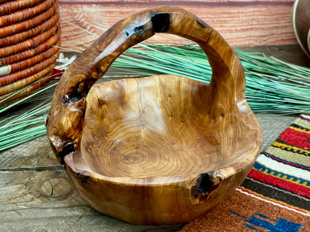 Rustic Hand Carved Tree Root Basket
