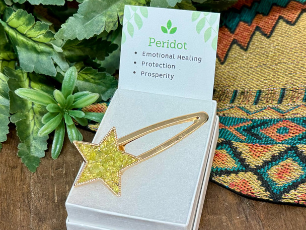 Silver Star Hairclip -Peridot