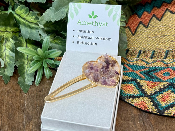 Silver Star Hairclip -Amethyst