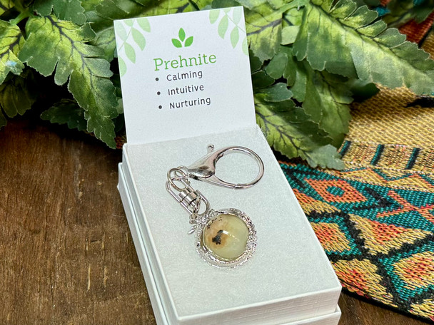 Dragon Gemstone Key Fob -Prehnite