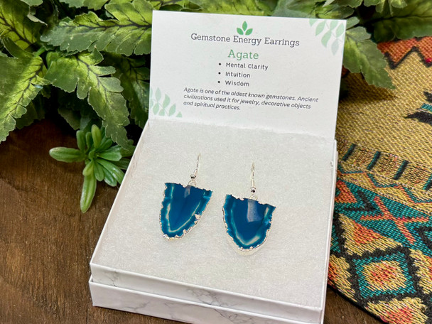 Silver-Plated Agate Earrings