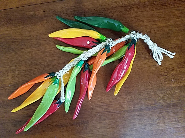 Multi-color Ceramic Chili Ristra -Chilacas