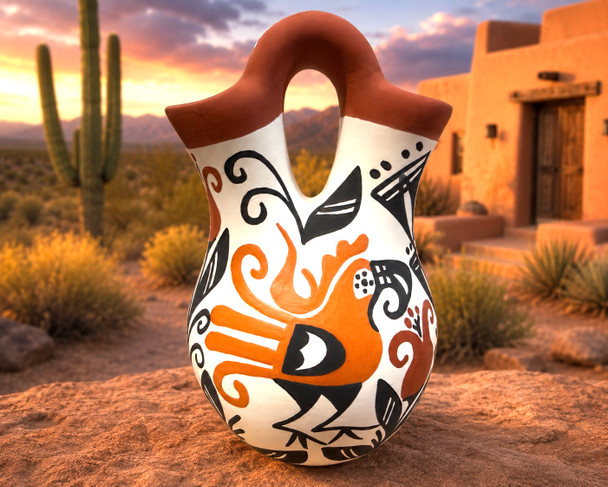Acoma Hand Painted Wedding Vase