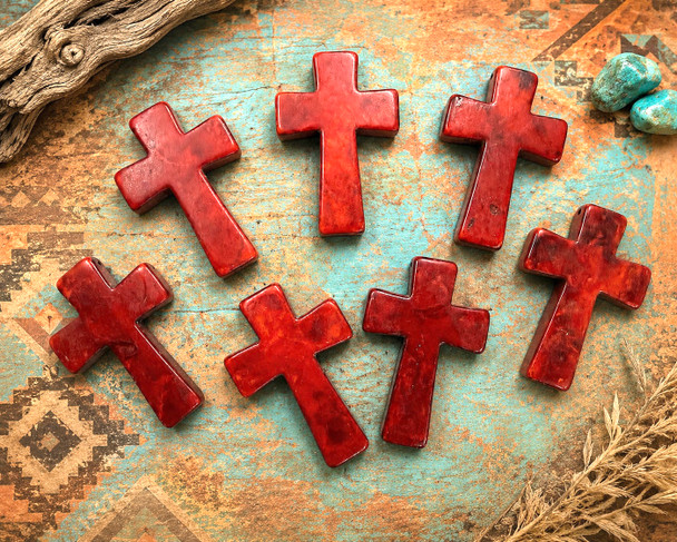 Red Howlite Crosses