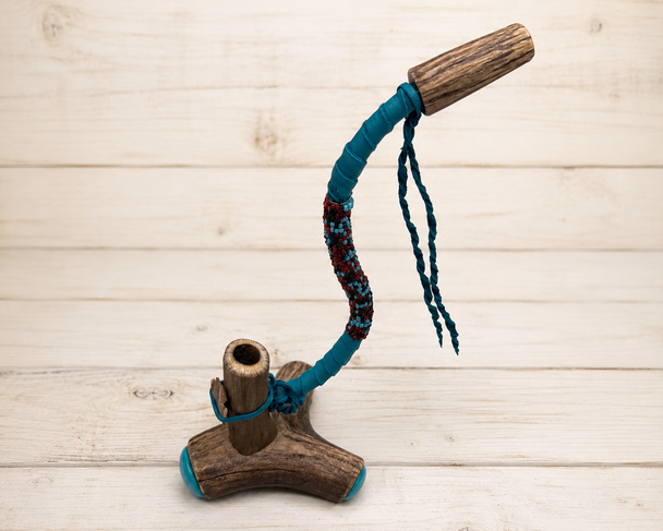 Creek Beaded Standing Antler Pipe