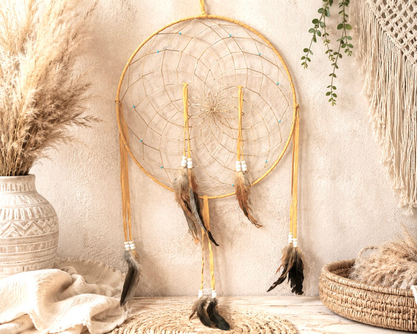 Navajo Indian Dream Catcher 12" -Light Gold