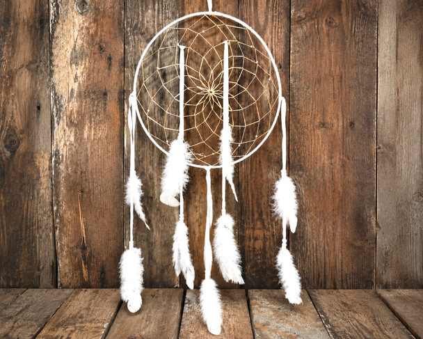 Navajo Indian Dream Catcher 12" -White