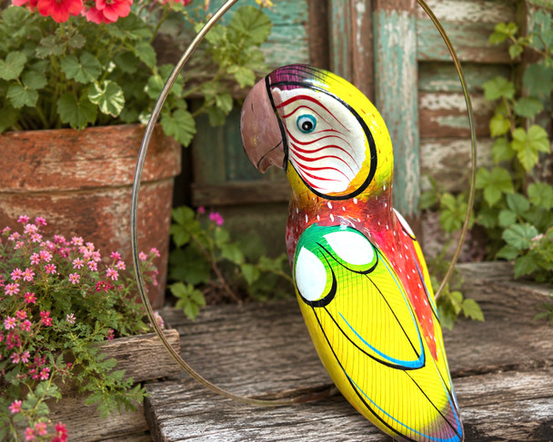 Hand painted hanging pottery bird