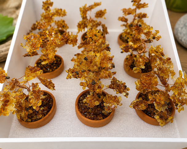 Potted Gemstone Tree -Amber