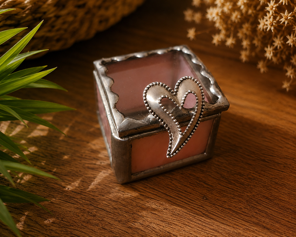 Stained Glass Fairy Ring Box -Heart