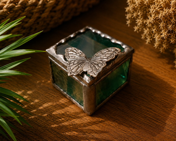 Stained Glass Fairy Ring Box -Buttterfly
