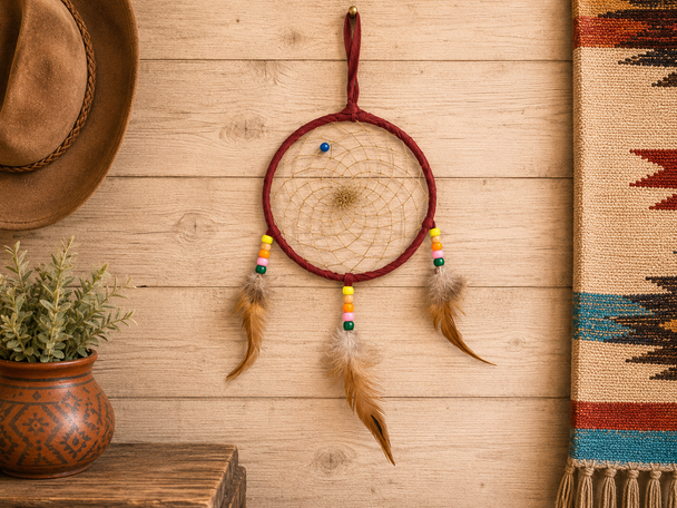Navajo Dream Catcher 6" -Burgundy
