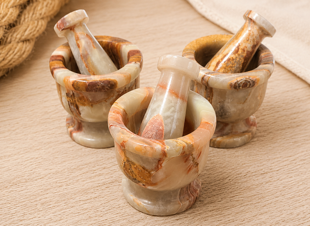 Carved Onyx Mortar & Pestal