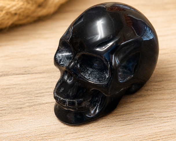 Black Onyx Energy Stone Skull