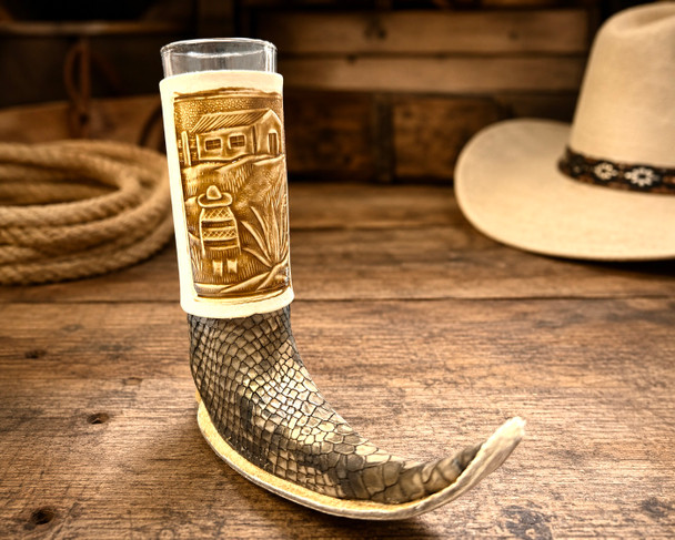 Mexican Leather Boot Shot Glass-Campesano