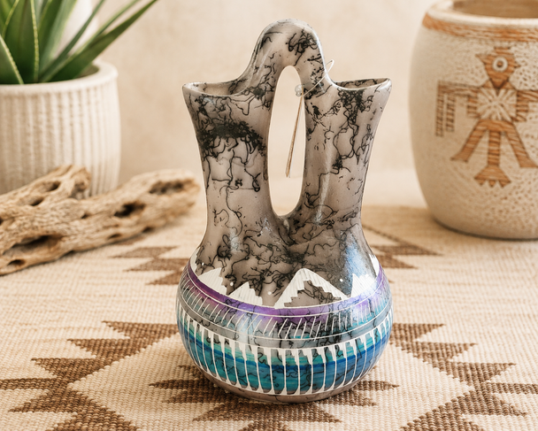 Navajo Rainbow Horsehair Wedding Vase
