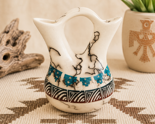Hand Coiled & Etched Wedding Vase