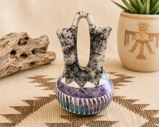 Navajo Horsehair Color Band Wedding Vase