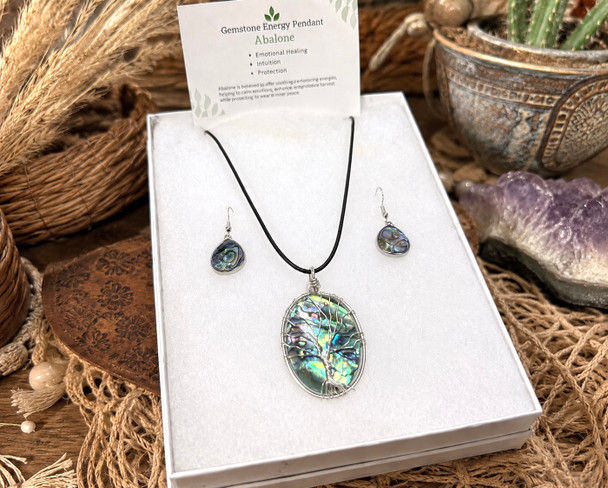 Abalone Pendant and Earring Set -Tree of Life