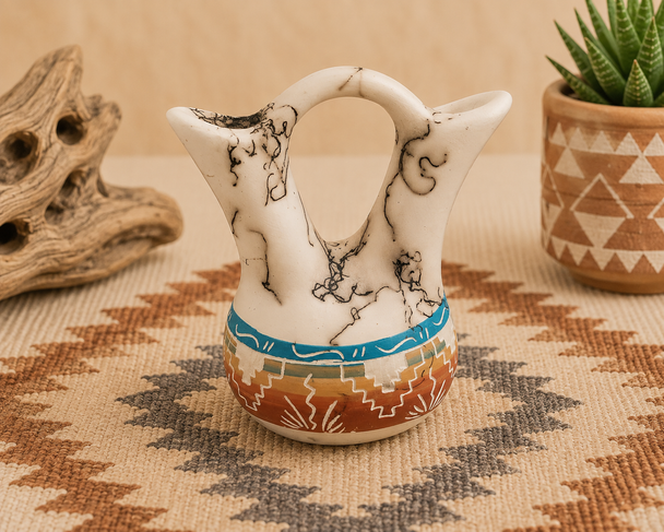 Navajo Etched Colorband Wedding Vase