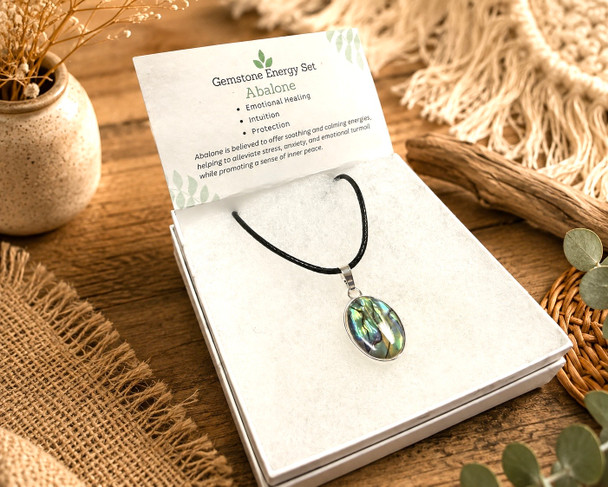 Abalone Pendant Necklace- Oval