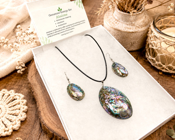 Abalone Pendant and Earring Set