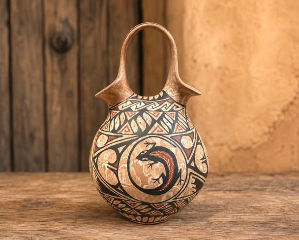 Hand painted  Mata Ortiz wedding vase