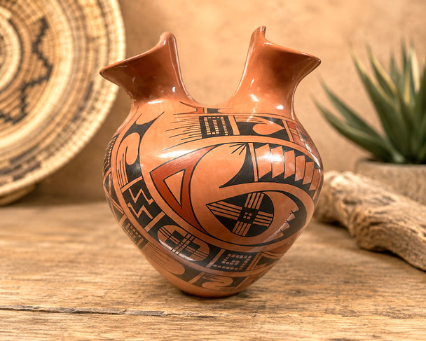 Hand painted  Mata Ortiz wedding vase