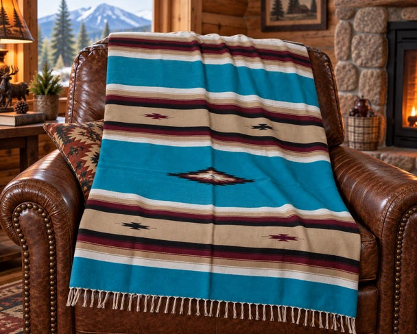 Diamond Ridge Blanket -Turquoise